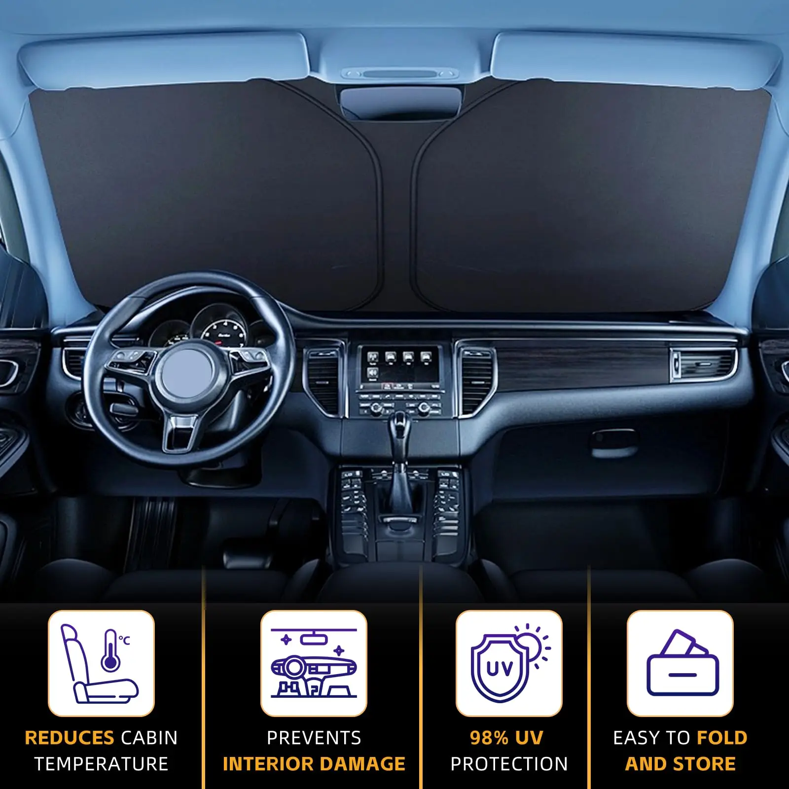 Car Windshield Sun Shade Car Windshield Sunshade Car Sun Shade Car Sun Visor For Mazda CX-30-2025 Double-layer 240T front curtain windshield visor blocks UV rays Summer Auto Accessory