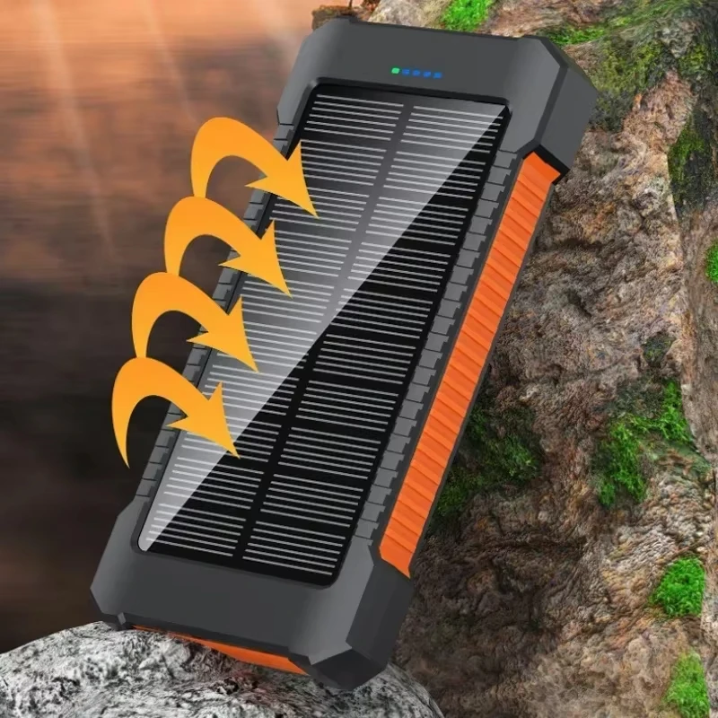 Portable Power Bank 200000mAh Paneles Solares with Lanyard Compass External Battery Outdoor Mobile Power Supply Suitable Xiaomi 2