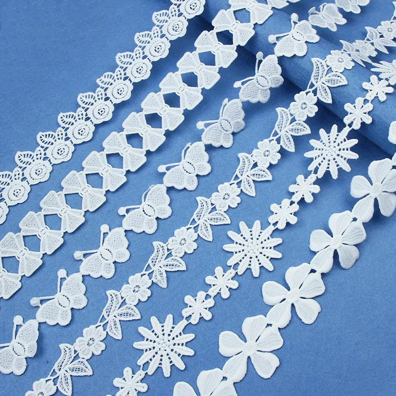 

5yards White Cotton Embroidered Lace Trim Ribbons Fabric DIY Sewing Handmade Craft Materials Clothes Home Decoration