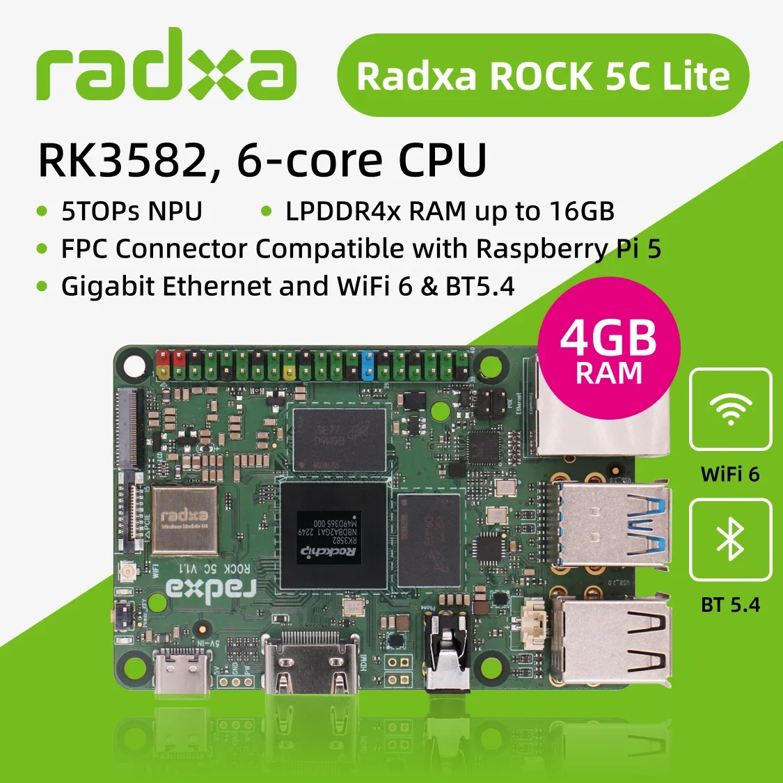 AvaCoreRadxa ROCK 5C RK3588S2, Radxa ROCK 5C Lite RK3582, 싱글 보드 컴퓨터