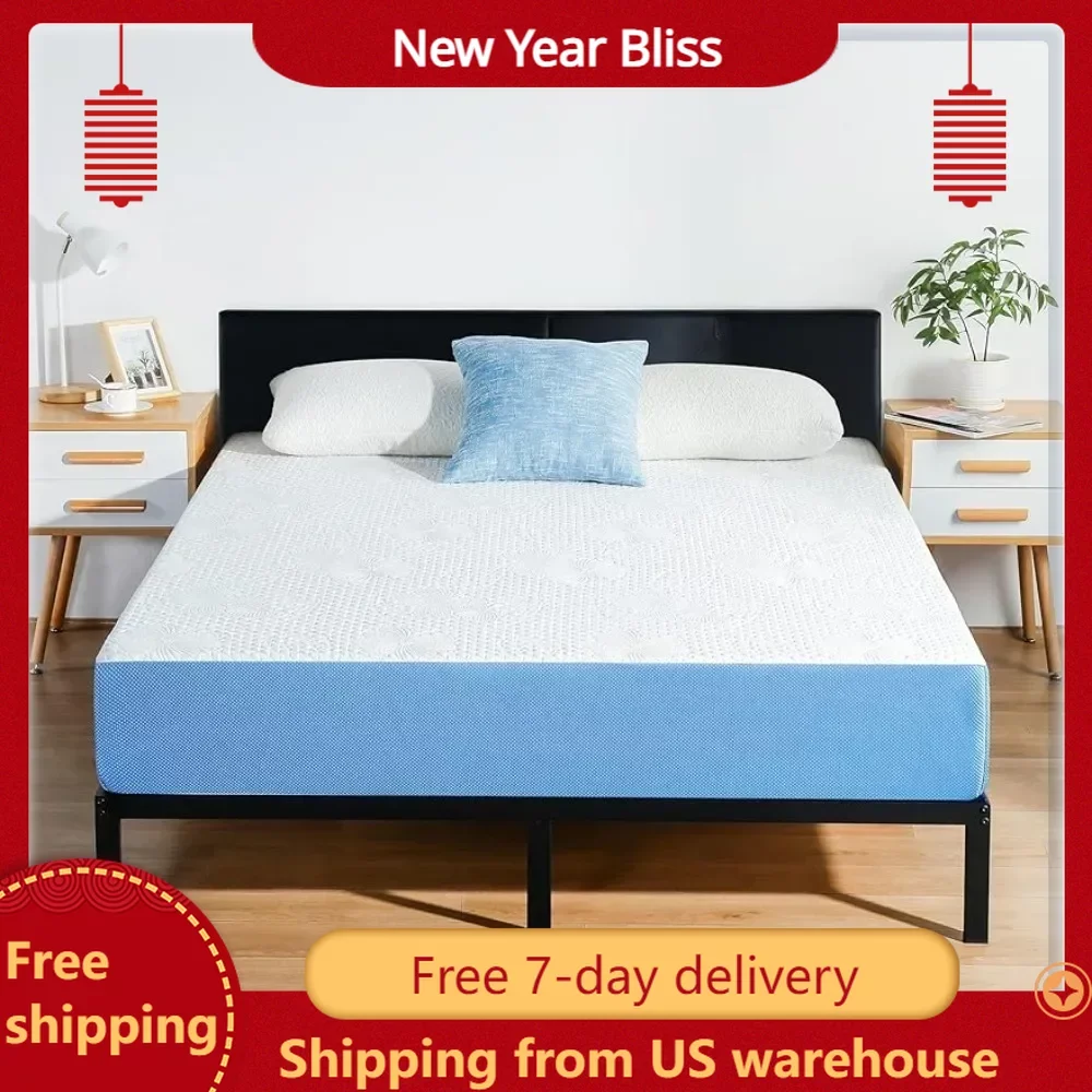 

8-дюймовый вентилируемый гелевый матрас из пены с эффектом памяти, Полноразмерный Матрас, синие Матрасы для кровати CertiPUR-US®Сертифицированный двойной матрас