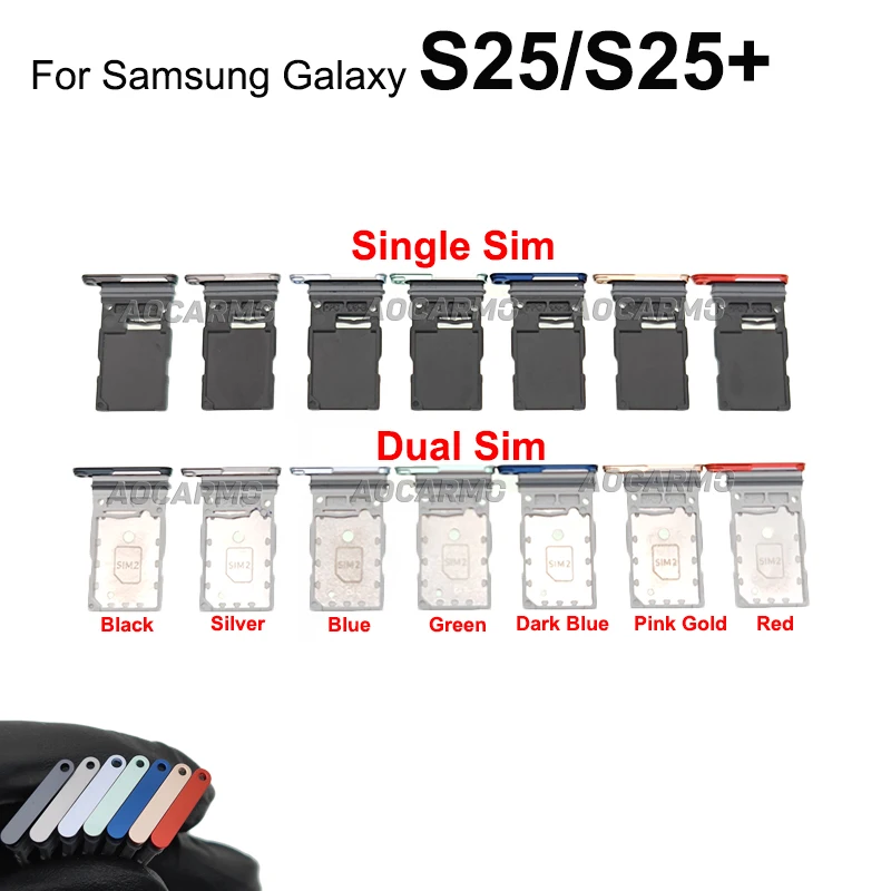 삼성 갤럭시 S25 / S25Plus S25 + 교체 부품 용 Aocarmo 단일 및 듀얼 SIM 카드 트레이 카드 슬롯 홀더