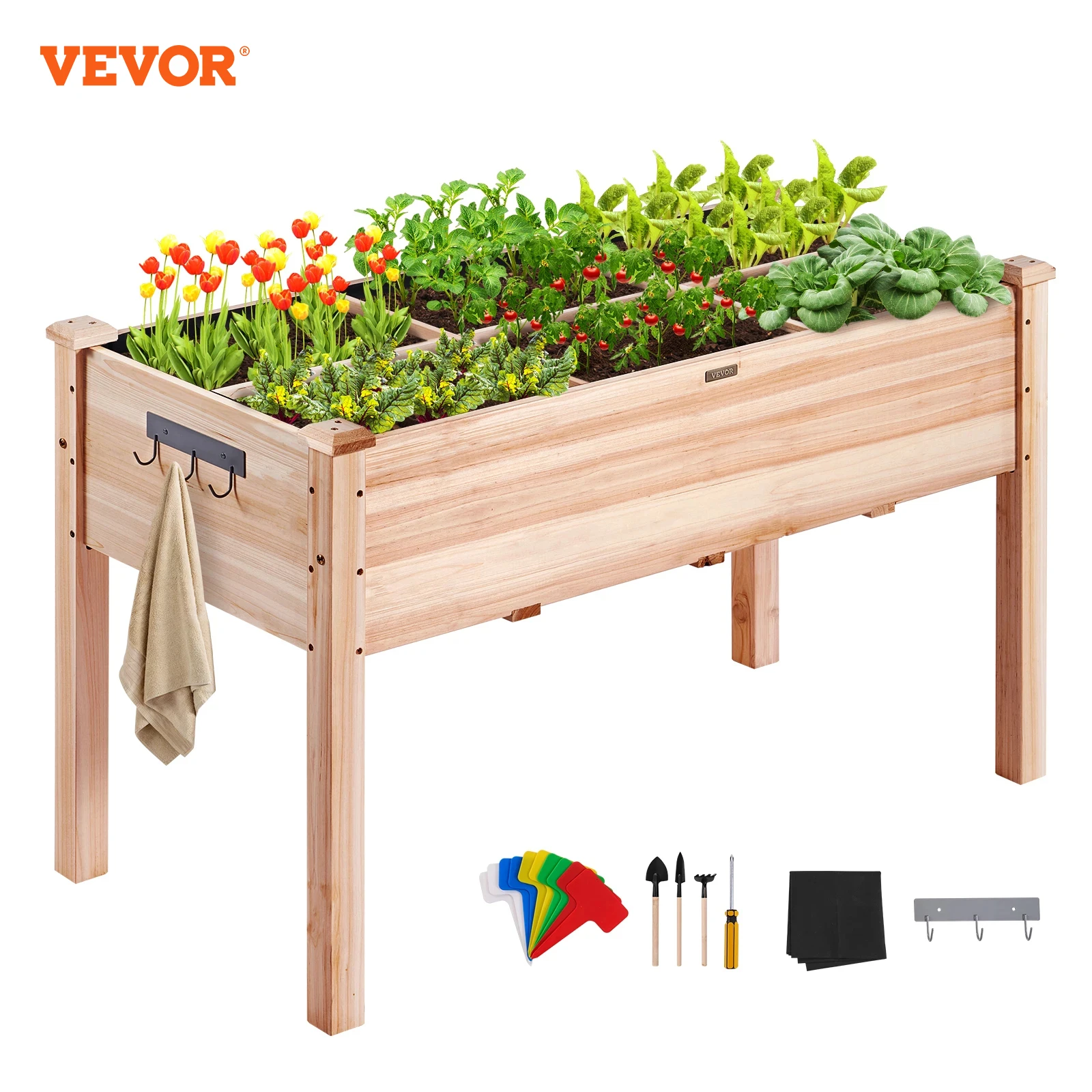 

VEVOR Raised Garden Bed Outdoor Wooden Planter Box Flowers/Vegetables/Herbs Elevated Planting Boxes used in Garden/Patio/Balcony