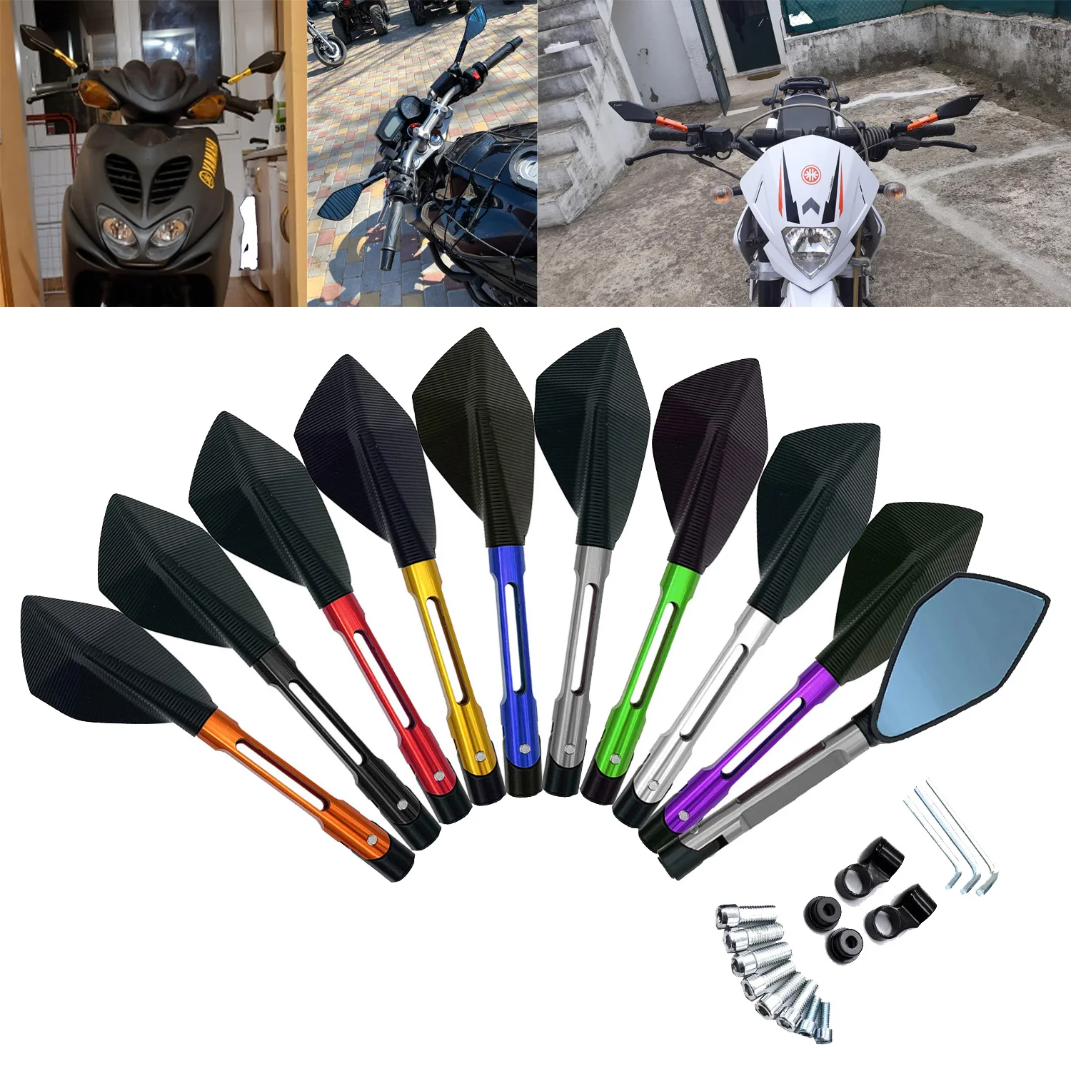 Universal Cnc Aluminum Motorcycle Handlebar Rear View Mirrors For Yamaha Honda Suzuki Scooter Cruisers