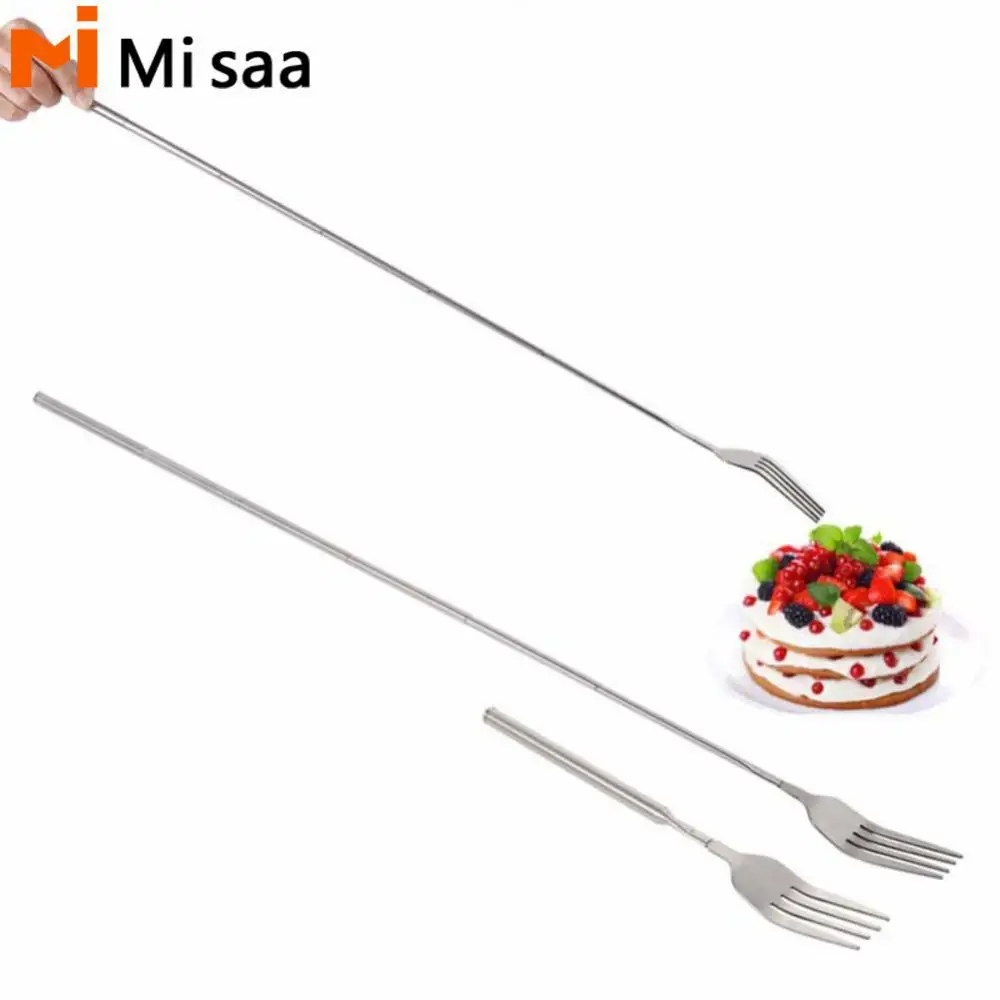 

Telescopic Extendable Fork Stainless Steel Dinner Fruit Dessert Forks Long Cutlery Forks BBQ Meat Fork Kitchen Accessories Tools