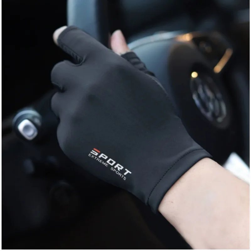 Half-finger Gloves Ice Silk High-elastic Sunscreen Breathable Outdoor Thin Cycing Driving Fishing 1Pair For Men&Women