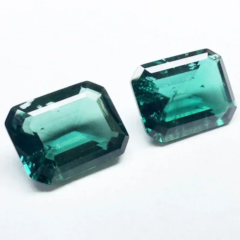 Lab Grown Zambian Emeralds Emerald Cut Hydrothermal Hand Cutting With Cracks Inclusions Inside Selectable AGL Certificate