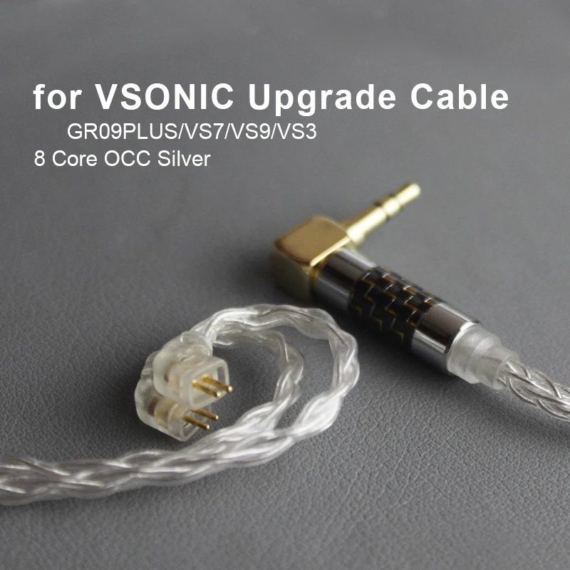 

Серебристый кабель OCC с микрофоном для VSONIC GR09PLUS, VS7, VS9, VS3, 8 ядер, наушники с покрытием, Hi-Fi, обновленный кабель, 4,4 мм, баланс 2,5, 3,5 мм