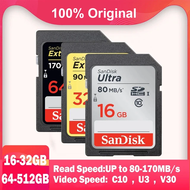 SanDisk-Carte SD Extreme Pro, 128 Go, 64 Go, 32 Go, 512 Go, 256 Go, 1 To, SD,  128 Go, Carte mémoire flash, U3, 4K, Cartes V30, SDXC, SDHC pour appareil  photo - AliExpress