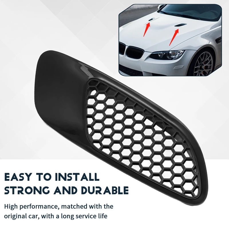 2PCS Air Vent For Real M3 Model Car Front Air Scoop Bonnet Vent Hood Louvers For-BMW E90 E91 E92 E93 M3 ABS