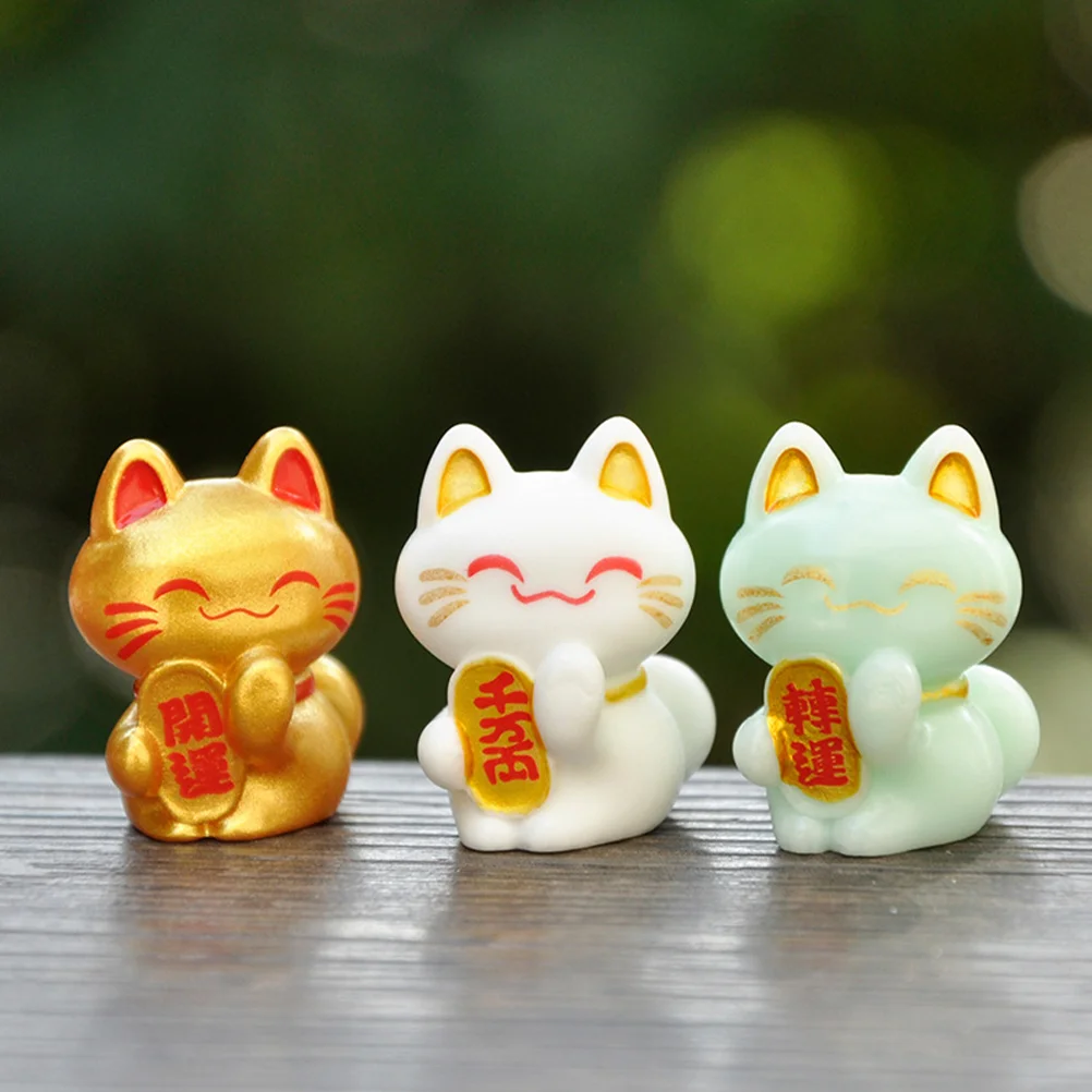 

Mini Ma Ne Lucky Cat Figurines 9Pcs Miniature New Year Japanese Cat Statue Cute Fortune Cat Kitten Figure Diy Bonsai