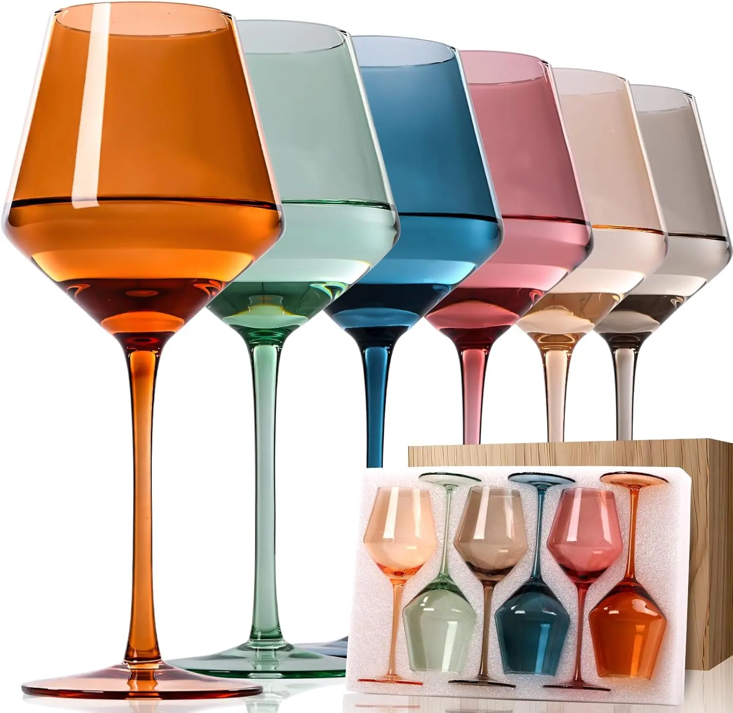 Set of 6 wine glasses 450 ml frosted glass, Color Shock main image 0