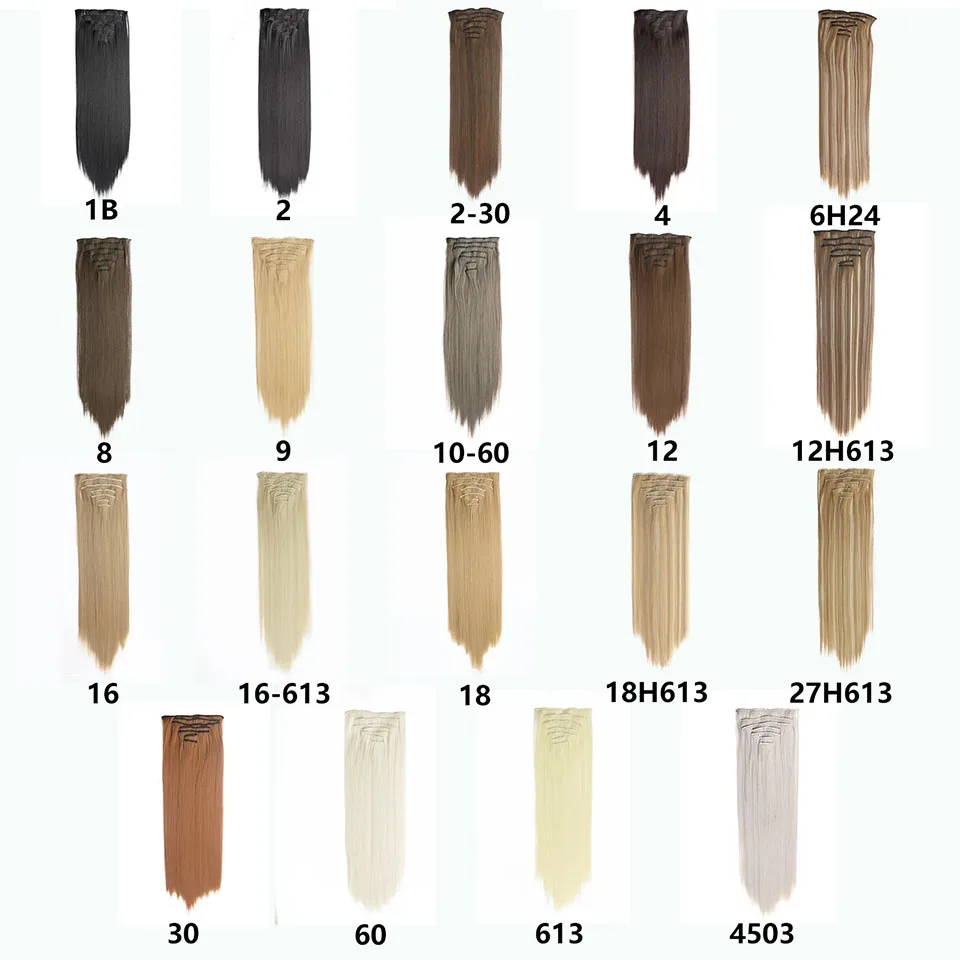 Synthetic Blonde Black Hair Extensions Straight Hairstyle