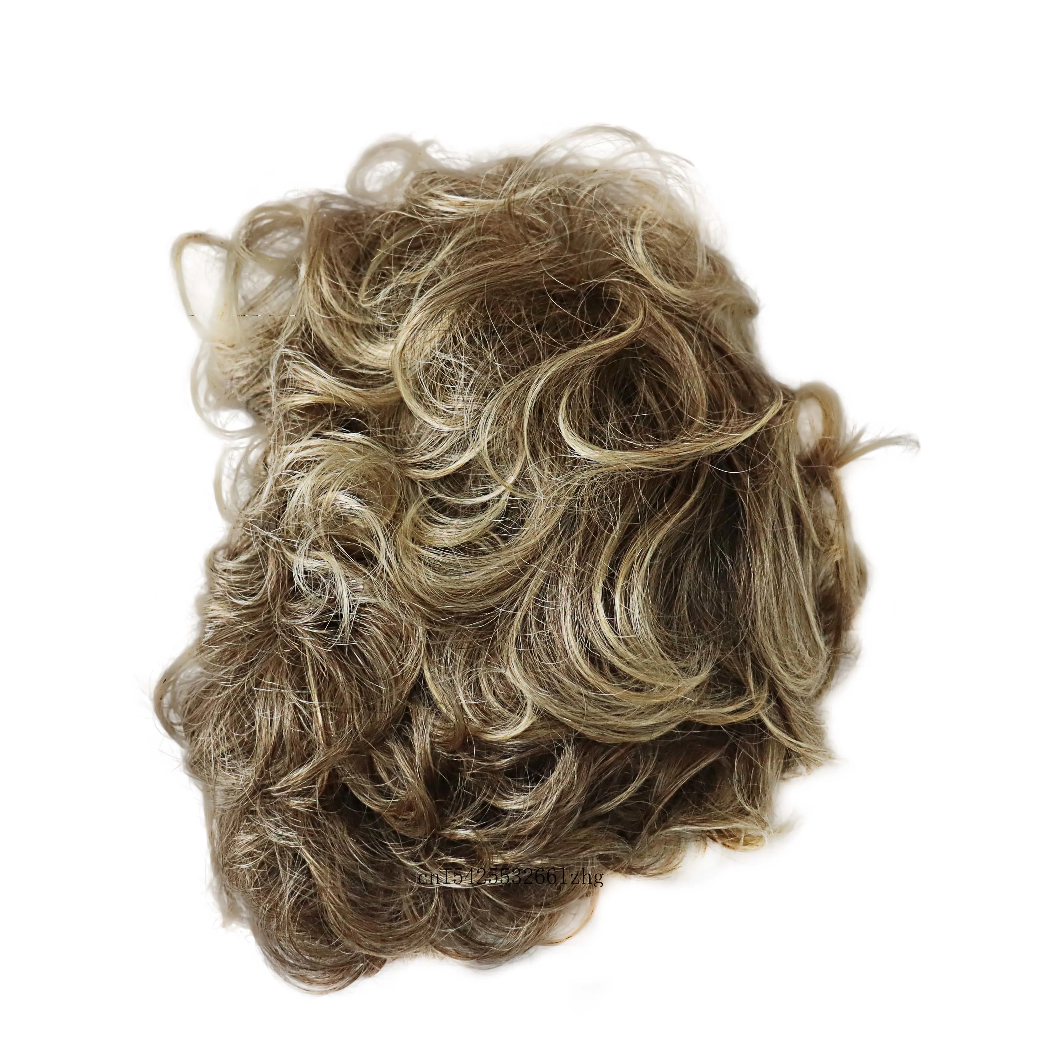 Parrucche sintetiche per donna Parrucca bionda mista di capelli corti ricci con frangia Acconciatura naturale Parrucca per mamma Parrucche di ricambio per capelli da indossare ogni giorno - immagine 5