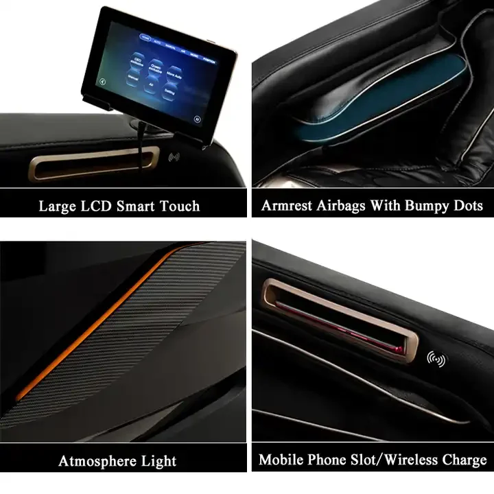 Massage Chair 4D with Atmosphere Light Full Body Massage with Voice Control Heating LCD Remote Control Foot Roller Chair