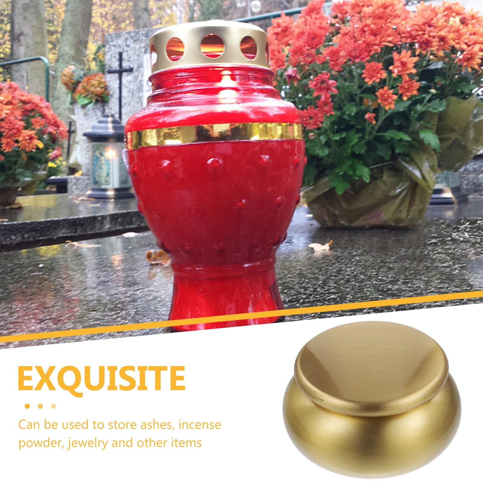 Mini Sealed Copper Ashes Box Cremation Urn Small Canister Container Jars Round Jar Pet Memorials Incense Powders Storage