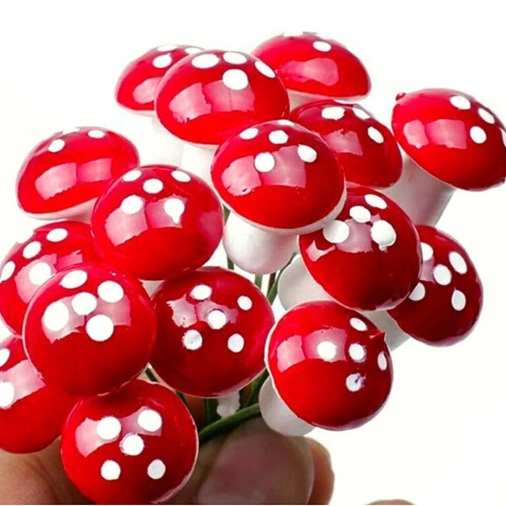 30Pcs Mini Red Coloful Mushroom Garden Dotted Small Potted DIY Toy House Landscape Bonsai Plant Garden Decoration Ornament ornament crafts miniature figurines miniature ornament mini mushroom ornament