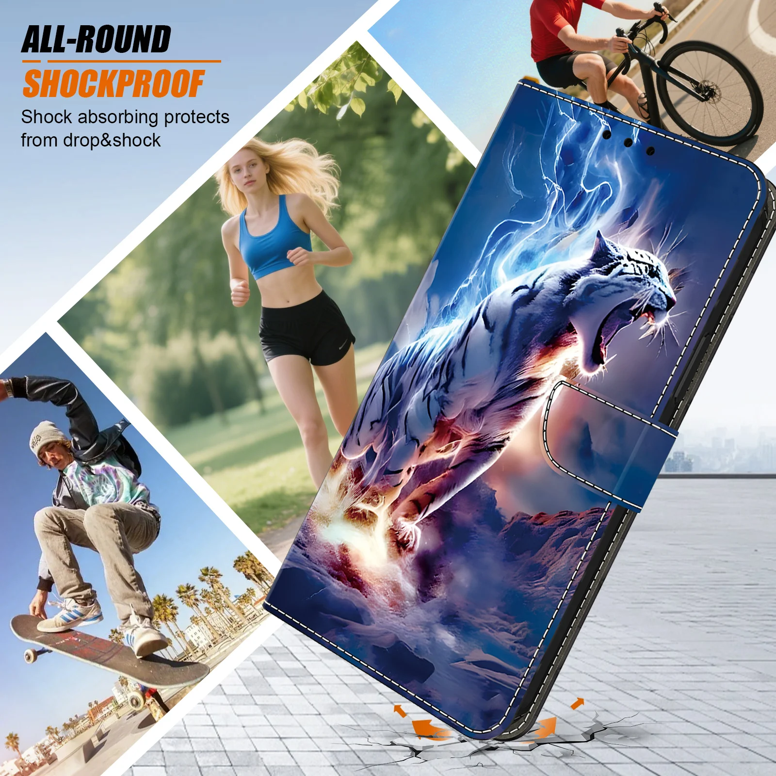 Magnetic Flip Leather Wallet Phone Case with Card Holder and Stand