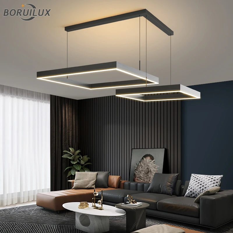 Remote Dimming Simple Black New Modern LED Chandelier Lights Living Dining Room Bedroom Kitchen Flats Bar Lamps Indoor Lighting led chandelier ceiling chandelier led pendant light