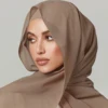 Solid Chiffon Hijab With Matching Undercap Set Women Plain Shawl Jersey Inner Modal Caps Muslim Headband Two-piece Scarf Set 1