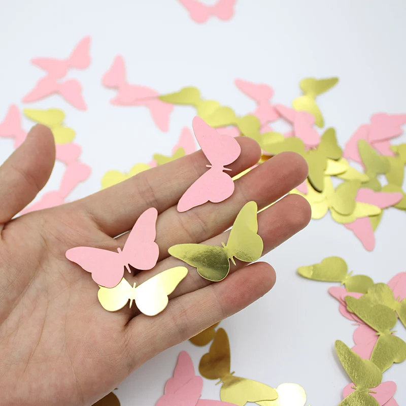 100pcs Pink and gold butterfly confetti; butterfly baby shower decor; spring wedding bride shower birthday table decor.