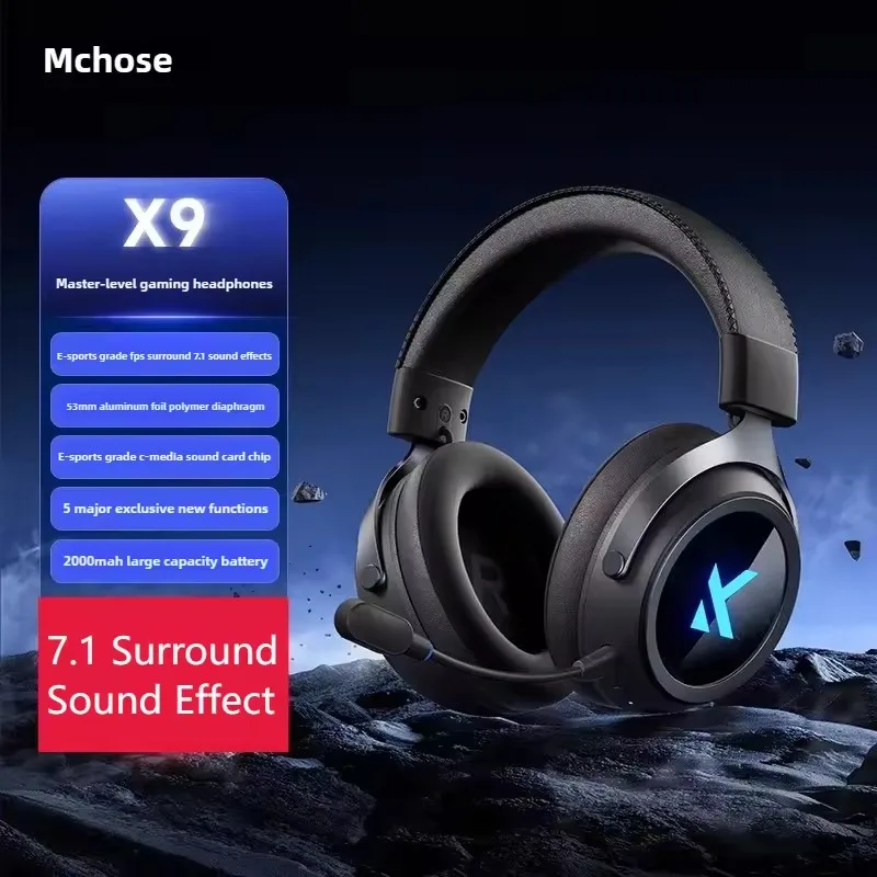 Mchose X9 E-Sport Gaming Headphone ENC Noise-isolating 360 Microphone 53mm Aluminum Foil Polymer Diaphragm Game Headset