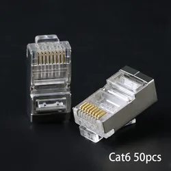 High - Speed Shielded RJ45 Ethernet Cable Connectors - 100 Gold - Plated 8P8C STP Terminals - Other (Cat6 50pcs)