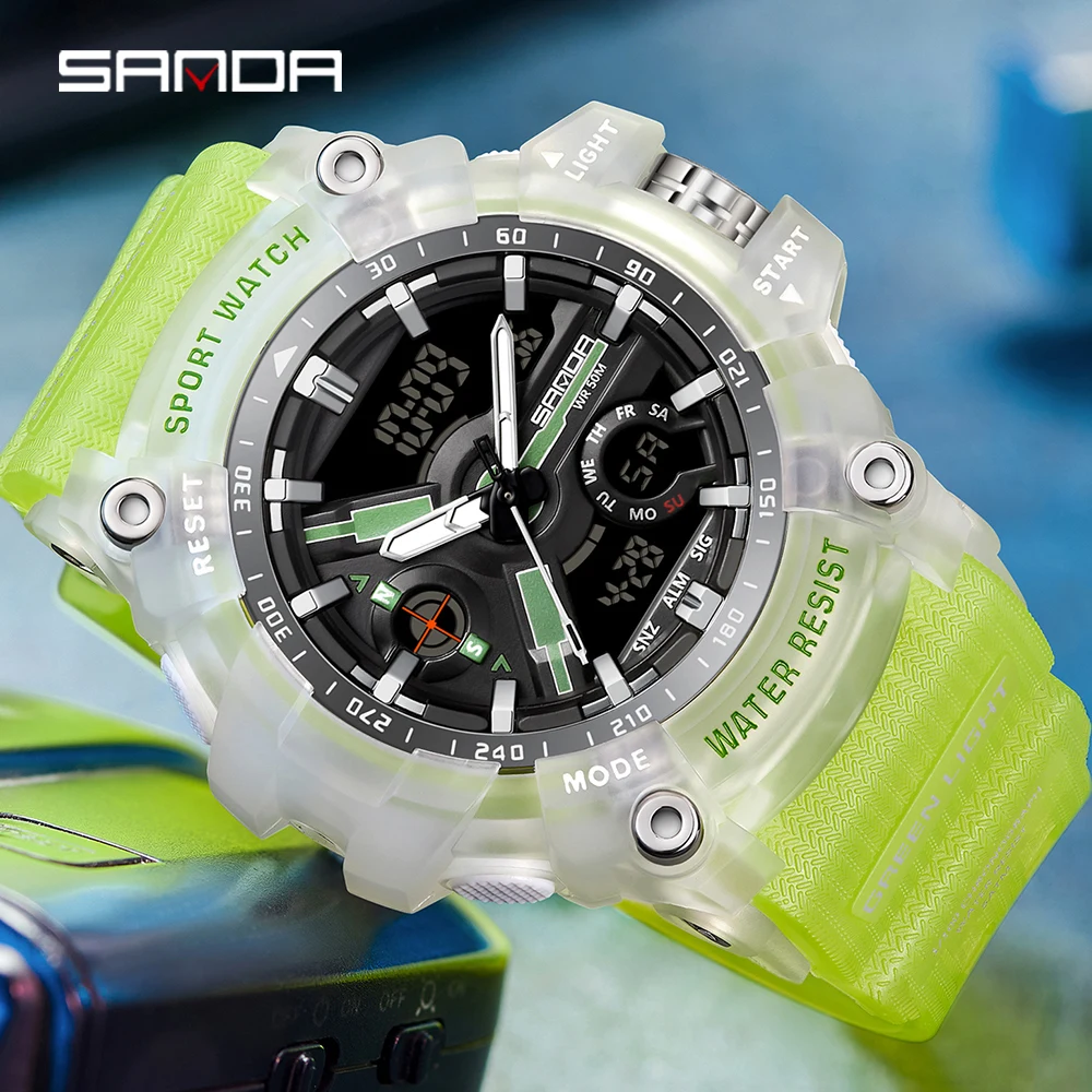 SANDA New Military Shock Watches G-Style Clock For Men Boy Quartz Analog Wristwatch Waterproof Sport Watch Men LED Digital Watch