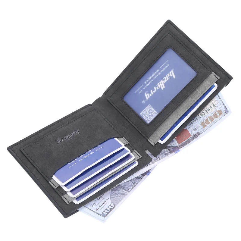 New Men's Short Wallet Multi Card Slots Open Leather Clutch Matte Young