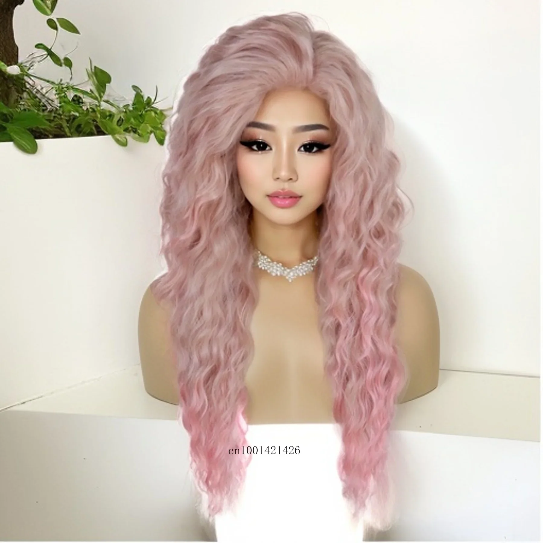 בלונד מתולתל פאה סינטטי שיער טבעי גל ארוך פאות עבור לבן נשים משלוח חלק שורשים כהים Ombre פאות אופנתי גלי פאה + מדבקות