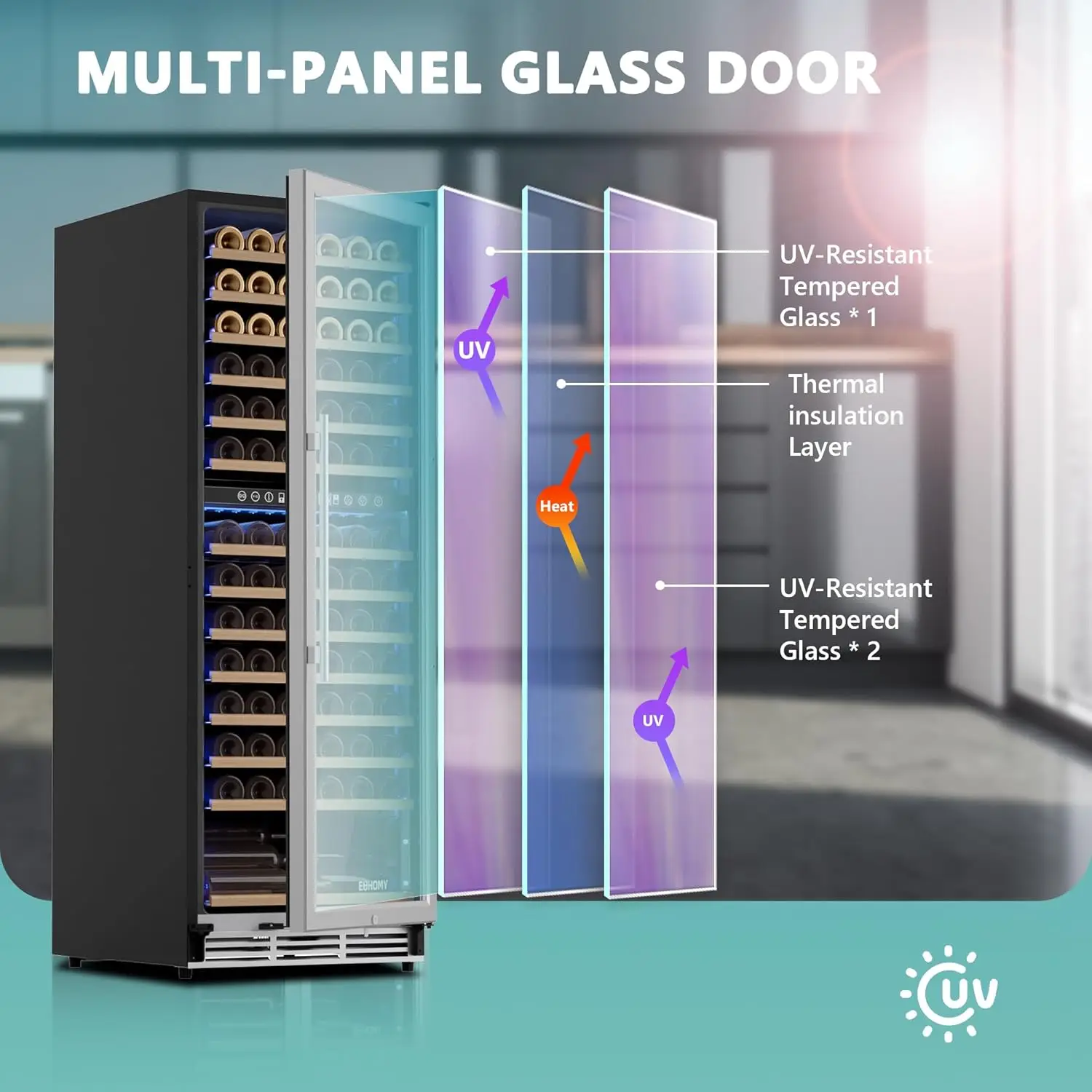 24 Inch Wine Fridge Dual Zone, 154 Bottle Wine Cooler Refrigerator with Glass Door, Powerful Compressor Cooling