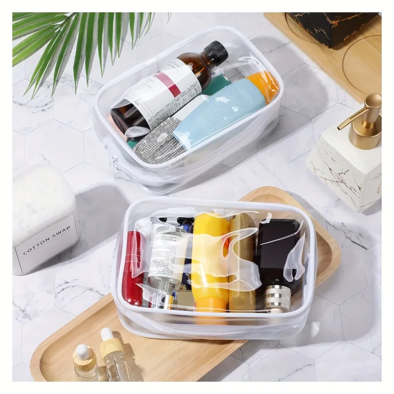 6pcs Transparent Zipper Makeup Bags-Leakproof Travel & Bathroom Organizers,Secure Zipper Closure,Durable Odorless for Toiletries 2
