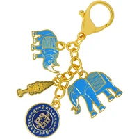 2024 Flat Rhinoceros Elephant Buckle Elephant & Rhinoceros With Ksitigarbha Staff Amulet Keychain w5476 1