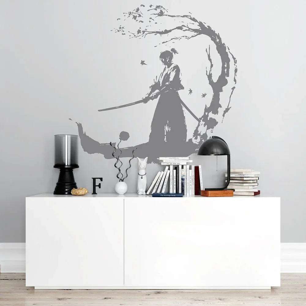 HUANYIN Decalcomanie murali in Vinile Boy Room Decoration Ninja Samurai Adesivi murali Samurai Decorazione della Camera da Letto Decalcomanie per Bambini Adesivi per Bambini