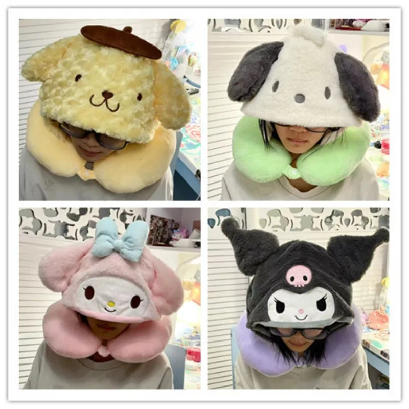 

Kuromi Sanrio My Melody Anime Kawaii Neck Pillow Cute Cartoon Travel Memory Cotton U-Shape Pillow Sleep Head Neck Support Hat
