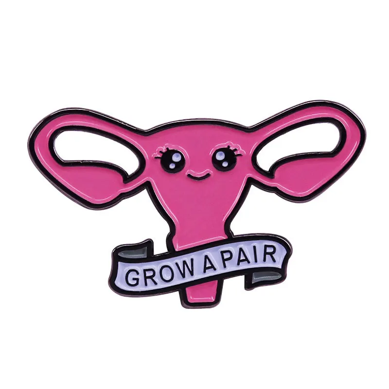 

Cute Uterus Enamel Brooch Creative Funny Style Human Organ Emblem Medical Student Graduation Jewelry Gifts”Grow A Pair“