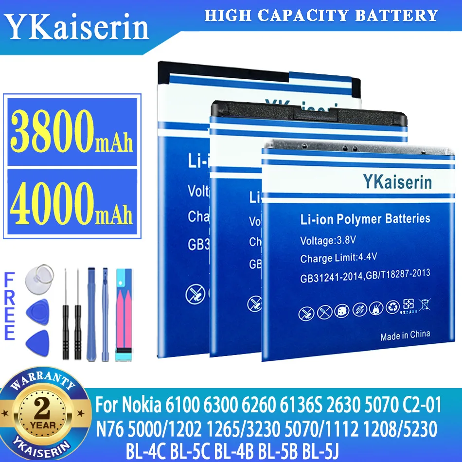 Batteria Del Telefono Bl-4C Bl-5C Bl-4B Bl-5B Bl-5J Per Nokia 6100 6300 6260 6136S 2630 5070 C2-01 Bl 4C Bl 5C Bl5C Batteria + Codice Traccia