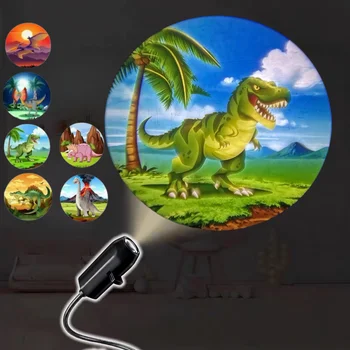 Proiettore di Dinosauri LED con Luce Regolabile e Molteplici Modelli di Proiezione, Tirannosauro Rex, Pterosauro, Triceratopo, Regalo per Festività