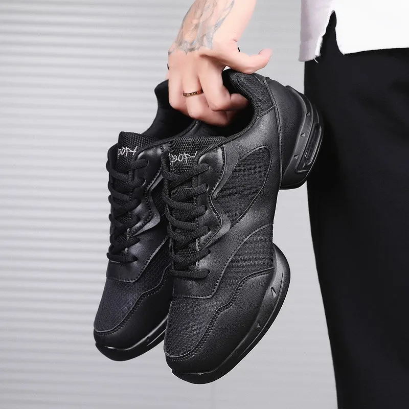 Modern Dance Shoes Men's Soft Soles Student Dance Shoes Square Dancing Sports Competitions Mesh Surface Anti Slip Sneakers