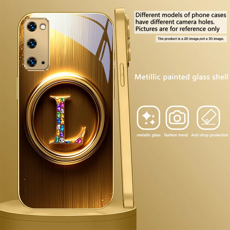Elegant Golden Glass Phone Case with Ornate S Design
