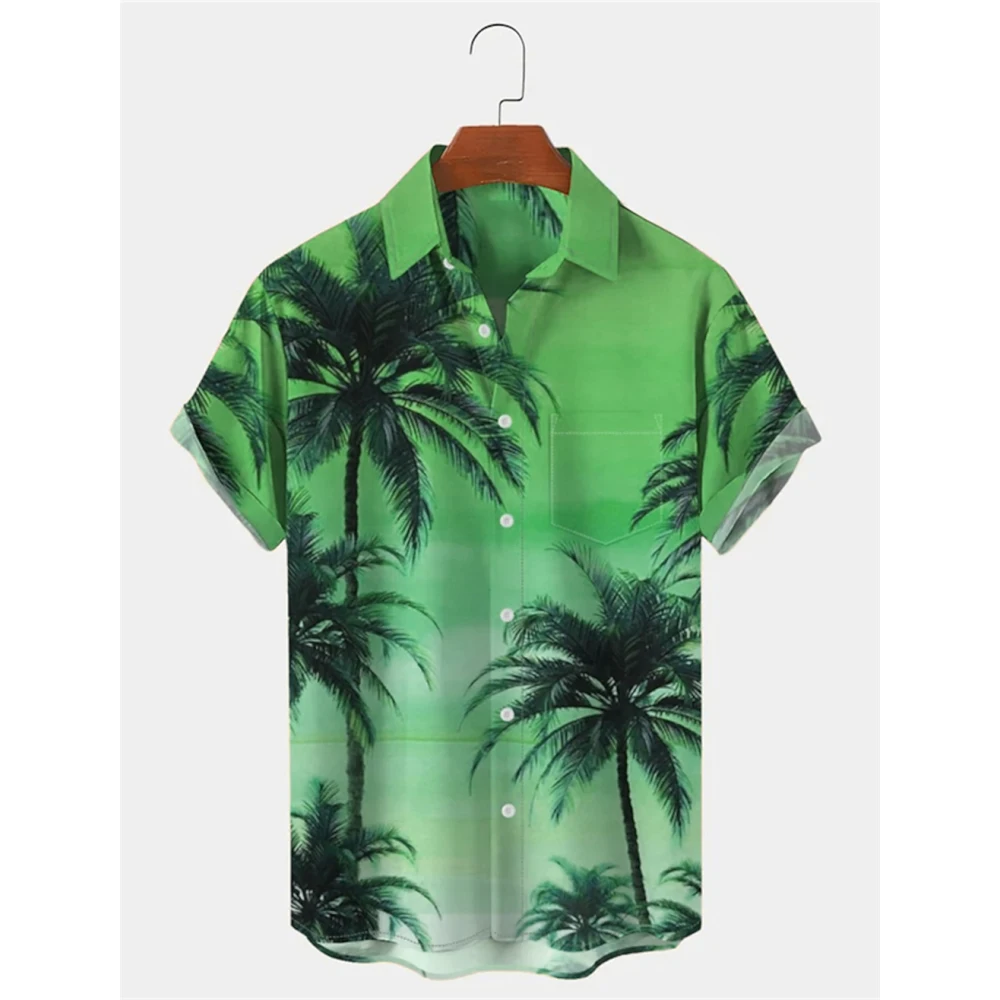 Palm Tree Graphic Prints Men's Shirt Summer Hawaiian Shirt Turndown Outdoor Street Short Sleeves Button-Down Print Clothing