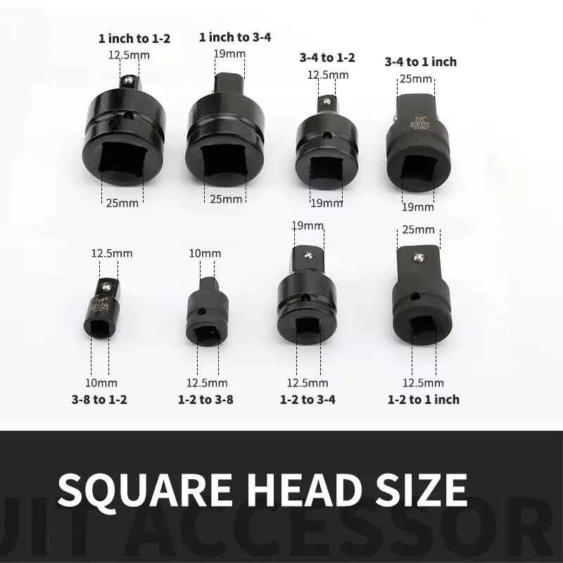 Pneumatischer Steckschlüssel-Adapter, robuster elektrischer Schraubenschlüssel-Anschluss, Ratschenschlüssel-Konverter, 3/8 bis 1/2 bis 3/4 bis 1 Zoll, Reparaturwerkzeuge – Detail 4