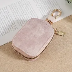 Classic PU Leather Earphone Case - Anti - Loss, Shockproof Zipper Storage Bag (Pink)