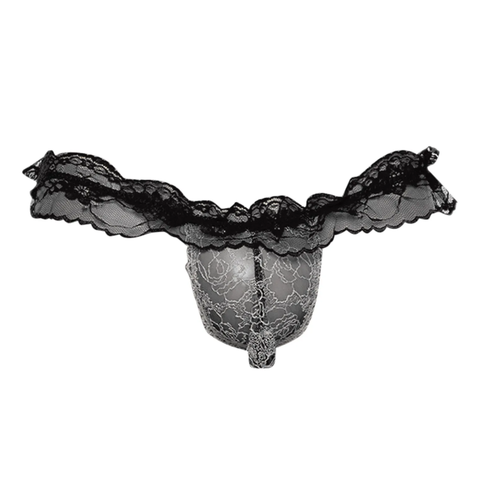 Sexy Men's Lace Panties Erotic Underwear T Pants Thong Low-Waist Briefs G-String Male Transparent Breathable Underpants Lingerie