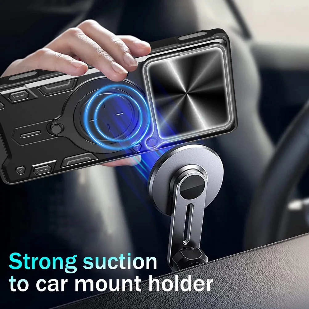 Enhanced Metal Ring Camera Protect Case with Rotating Holder and Armor Hybrid Design