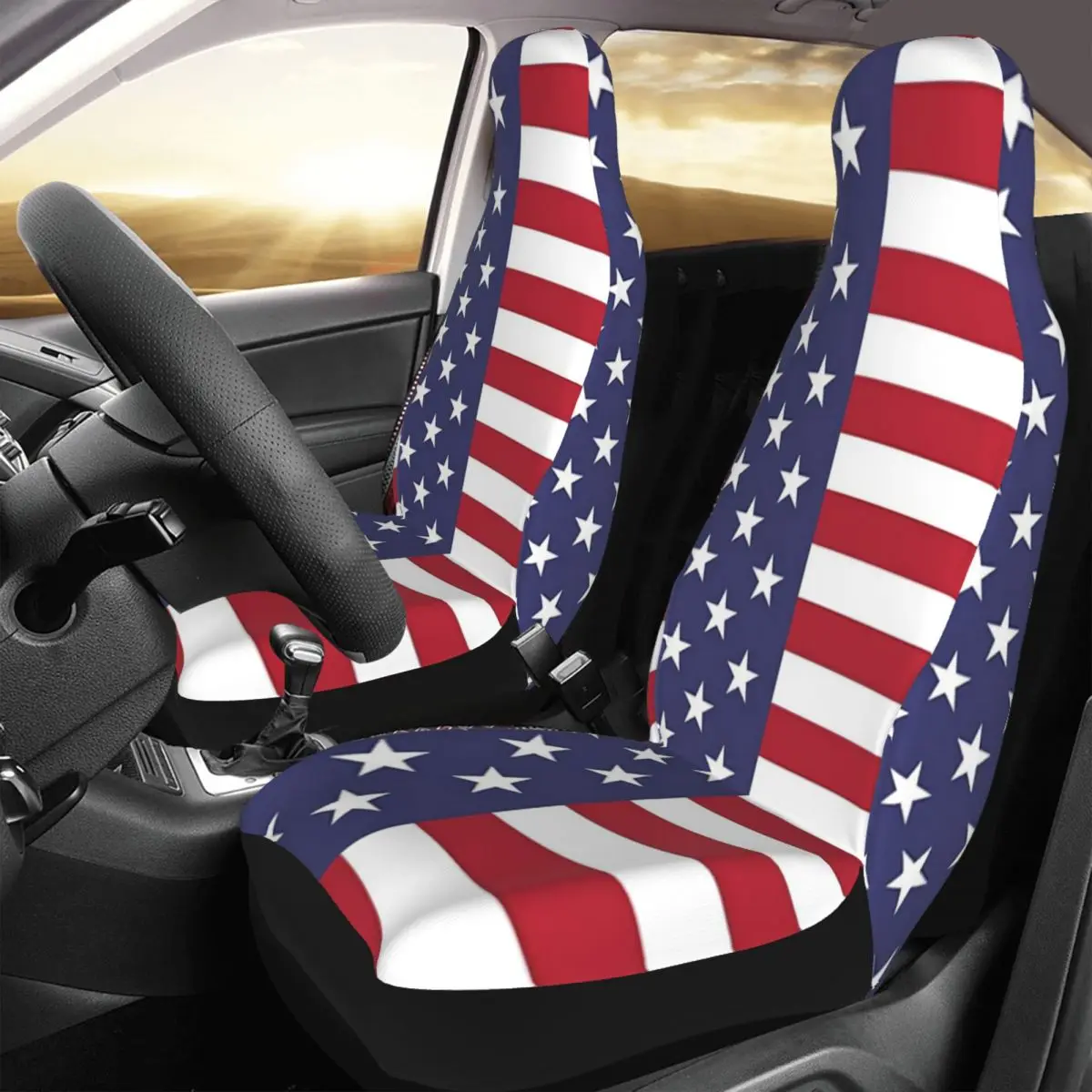 

Чехлы на автомобильные сиденья с принтом флага США, универсальные аксессуары для защиты переднего сиденья, набор подушек