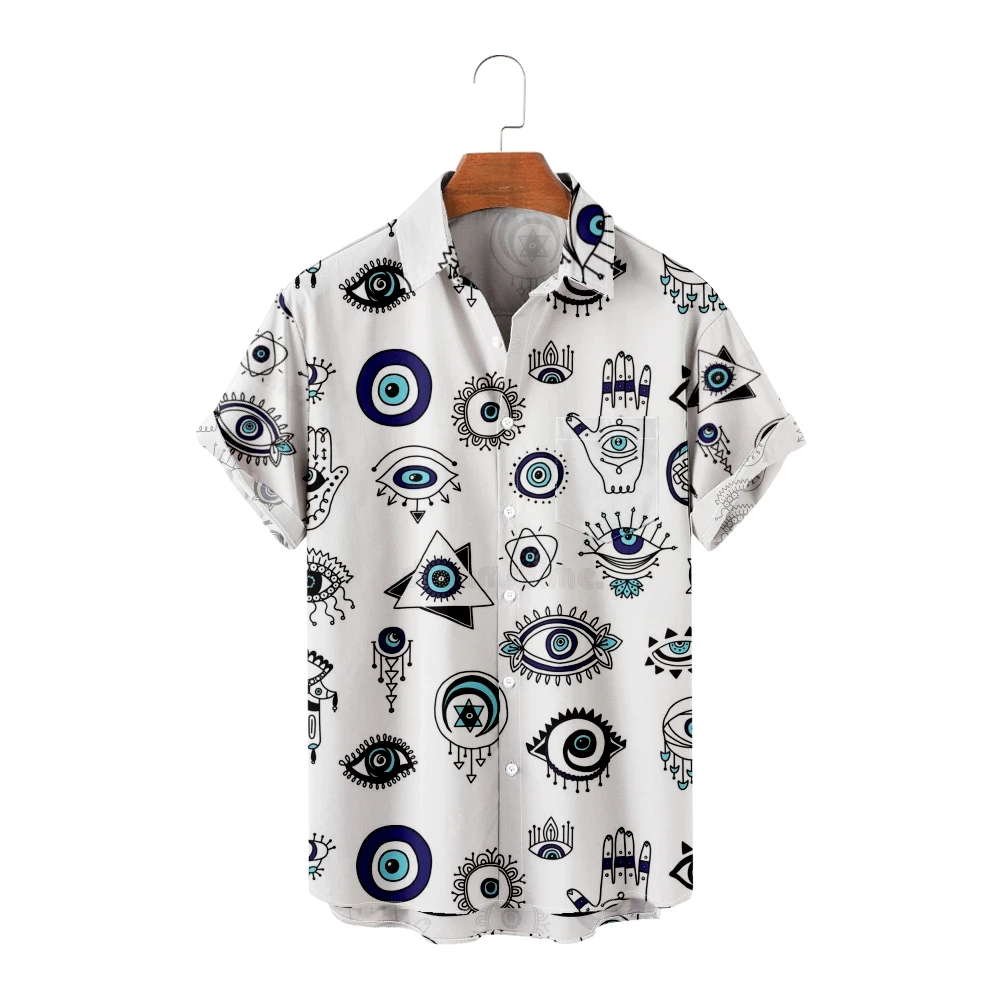 

Повседневная гавайская рубашка для мужчин, Модная стильная уличная одежда в стиле Харадзюку С 3D-принтом глаз, модная пляжная одежда оверсайз 8