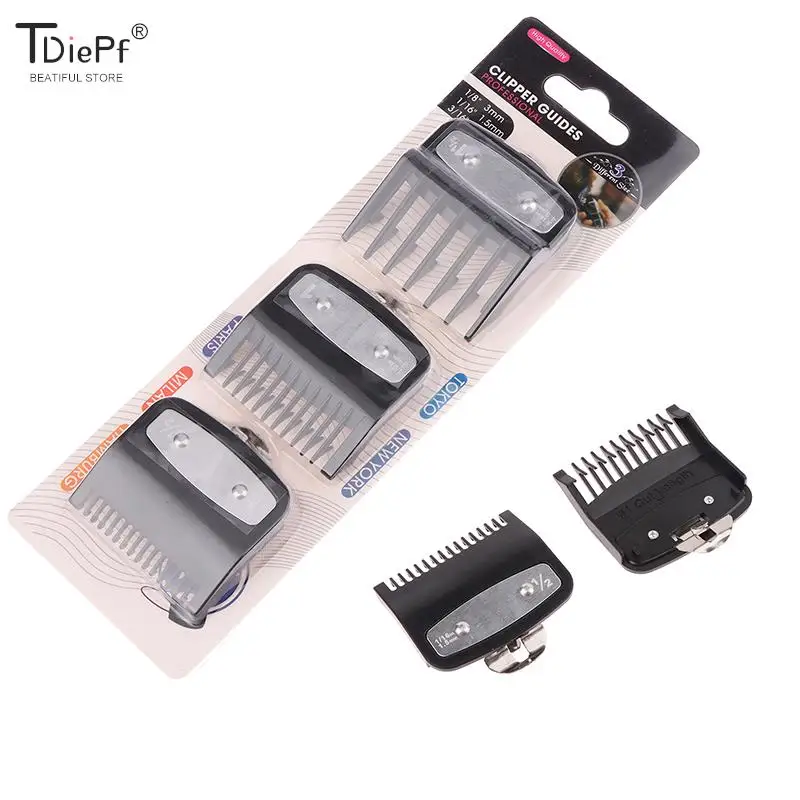 

3Pcs/Seyt Black Hair Clipper Guards Guide Combs Trimmer Cutting Guides Styling Tools Attachment Compatible 1.5mm 3mm 4.5mm