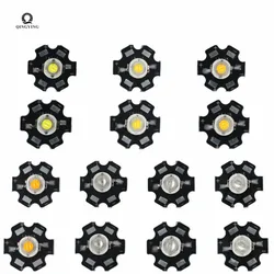 50pcs 1W 3W High Power LED Full Spectrum White Warm white Green Blue Deep Red 660nm Royal blue With 20mm White & Black Star PCB