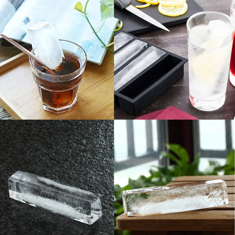 Large Collins Ice Cube Tray with Lid for Whisky Cocktail Bottles Beverage  Soap Bar 4 Cavities Rectangle Silicone Ice Cube Mold - AliExpress